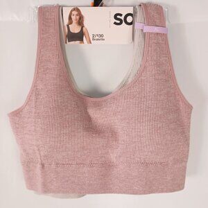SO 2 Pack Bralettes XL Rose Gray Wireless Comfort Bras NWT